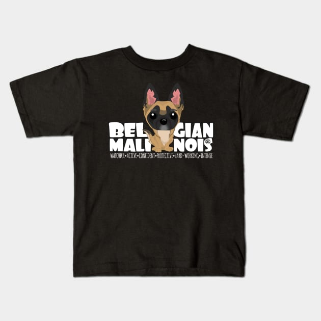 Belgian Malinois - DGBighead Kids T-Shirt by DoggyGraphics